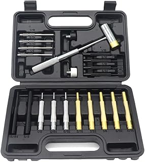 21 Pcs Gunsmith Hammer and Punch Set, Roll Pin Punch Set with Brass Punch Steel Punch and Steel Hammer In Storage Case for Gunsmithing