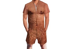 RAISEVERN Men's Funny Jackets - Male Zipper Jumpsuit Shorts One Piece Romper...