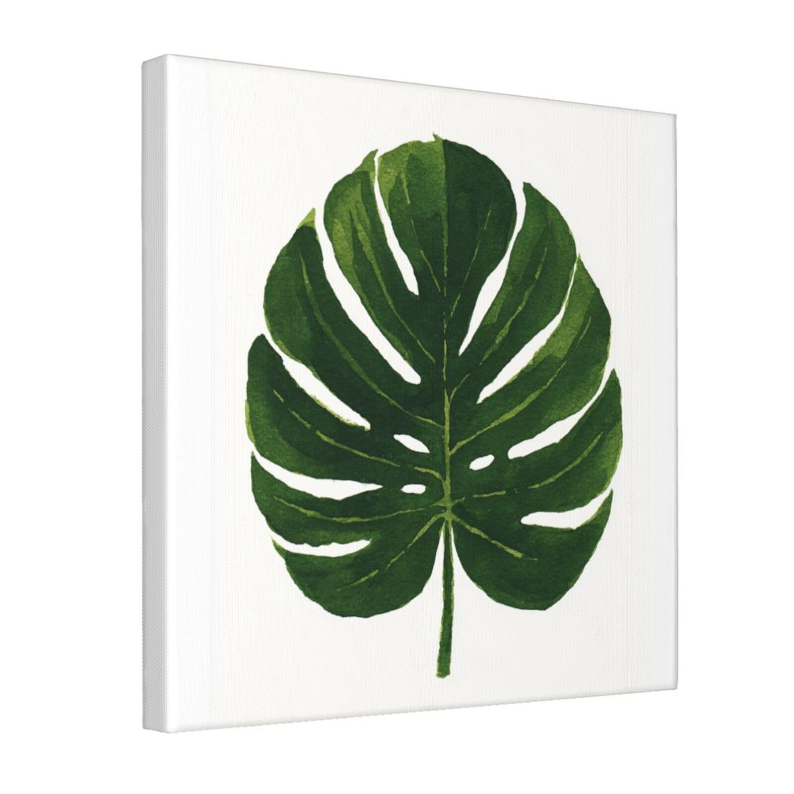Lienzo decorativo de hojas de Monstera Woshuwo enmarcado para pared, de 30 x 30 cm 8