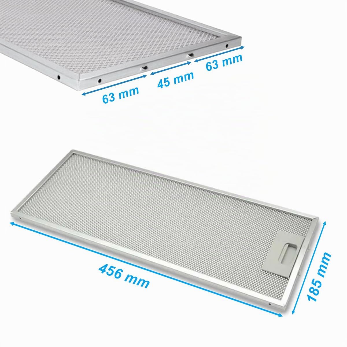 2x Filtro de Grasa Metálico (456 x 185 mm) Compatible con AEG Juno 4055241147 Turboair Elica GRI0025433A C00333929 Whirlpool 488000861321 Elecktrolux 482000009755 00746994 Campanas Extractoras