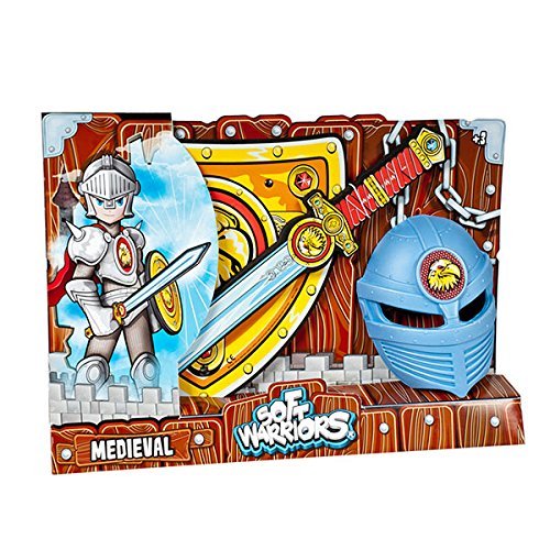 Soft Warriors - Pack Espada, Escudo y Mascara Caballero Medieval (Blue Rocket SW0019H)