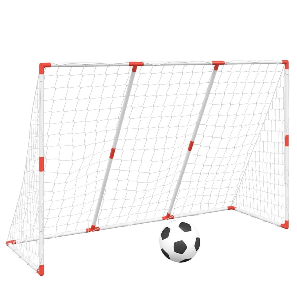 Set porta da calcio 2 in 1, 184 x 64 x 124 cm, bianco | Include pompa e palla, per interni ed esterni, facile da montare, salvaspazio