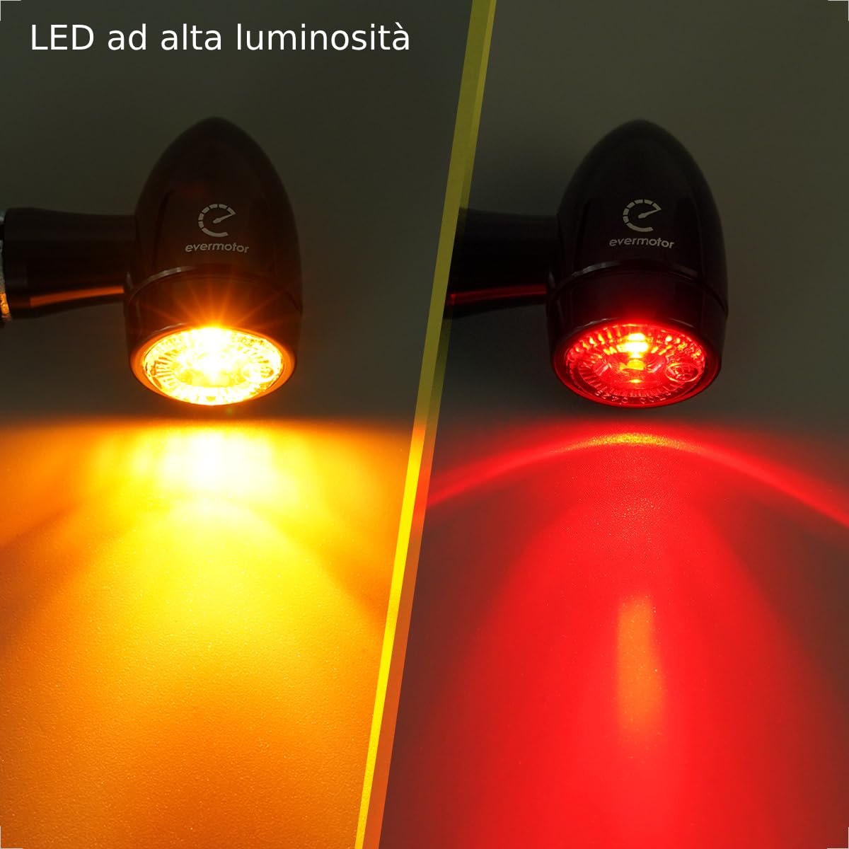 evermotor Mini 3 in 1 CNC Frecce LED Moto Omologate, 12V 2 Pezzi Universale Mini Indicatori di Direzione Segnale, Bullet in Lega di Alluminio, Impermeabile IP67, E32 E-mark