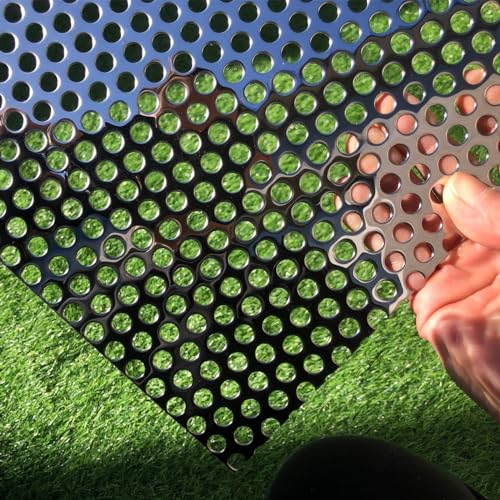FengYoo Perforated Metal Sheets 19 Gauge 16"x12" Expanded Metal Mesh Opening 1/3" 0.32inch (About 8mm) Perforated Stainless Steel Sheet 304 Stainless Steel Mesh Screen Panel Decorative