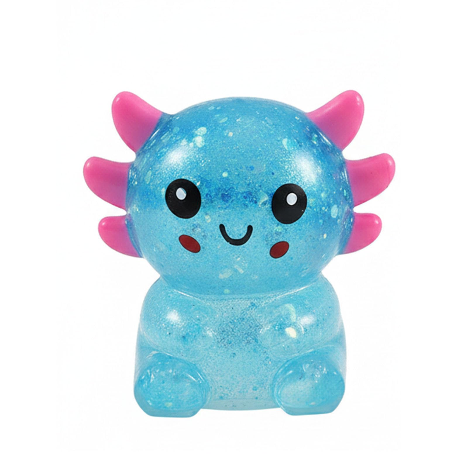 Glitter Axolotls Squishies Toy, Stretchy Axolotls Stress Ball, Soft Squeeze Sensory Fidget Toys for Kids Adults, Cute Easter Basket Stuffers Party Favors Classroom Prizes (Blue)