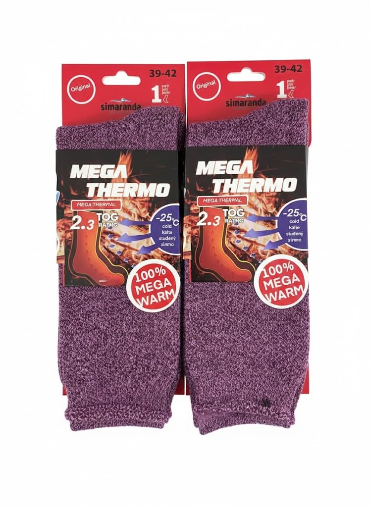 simaranda 2 Paar Thermosocken Damen & Herren – Extra Warme Wintersocken – Dicke Kuschelsocken mit Thermofunktion – Ideal für Winter, Outdoor, Arbeit & Zuhause