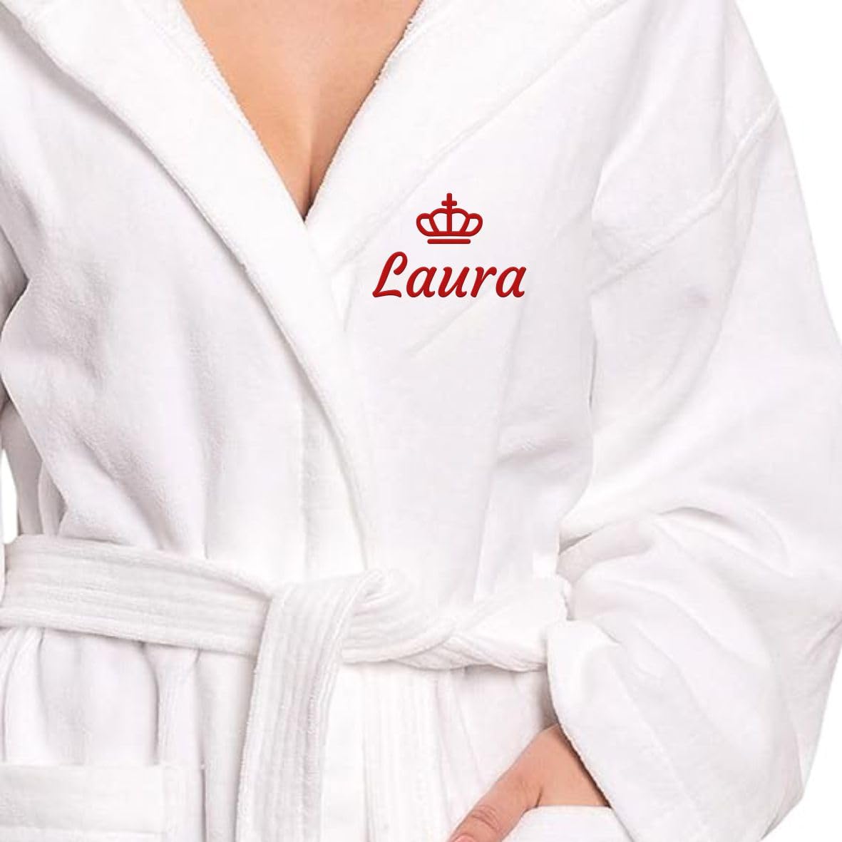 Smyla Premium Baumwoll Bademantel personalisiert mit Wunsch-Text | personalisierte Geschenke Damen Herren | Sauna Kimono Morgenmantel flauschig