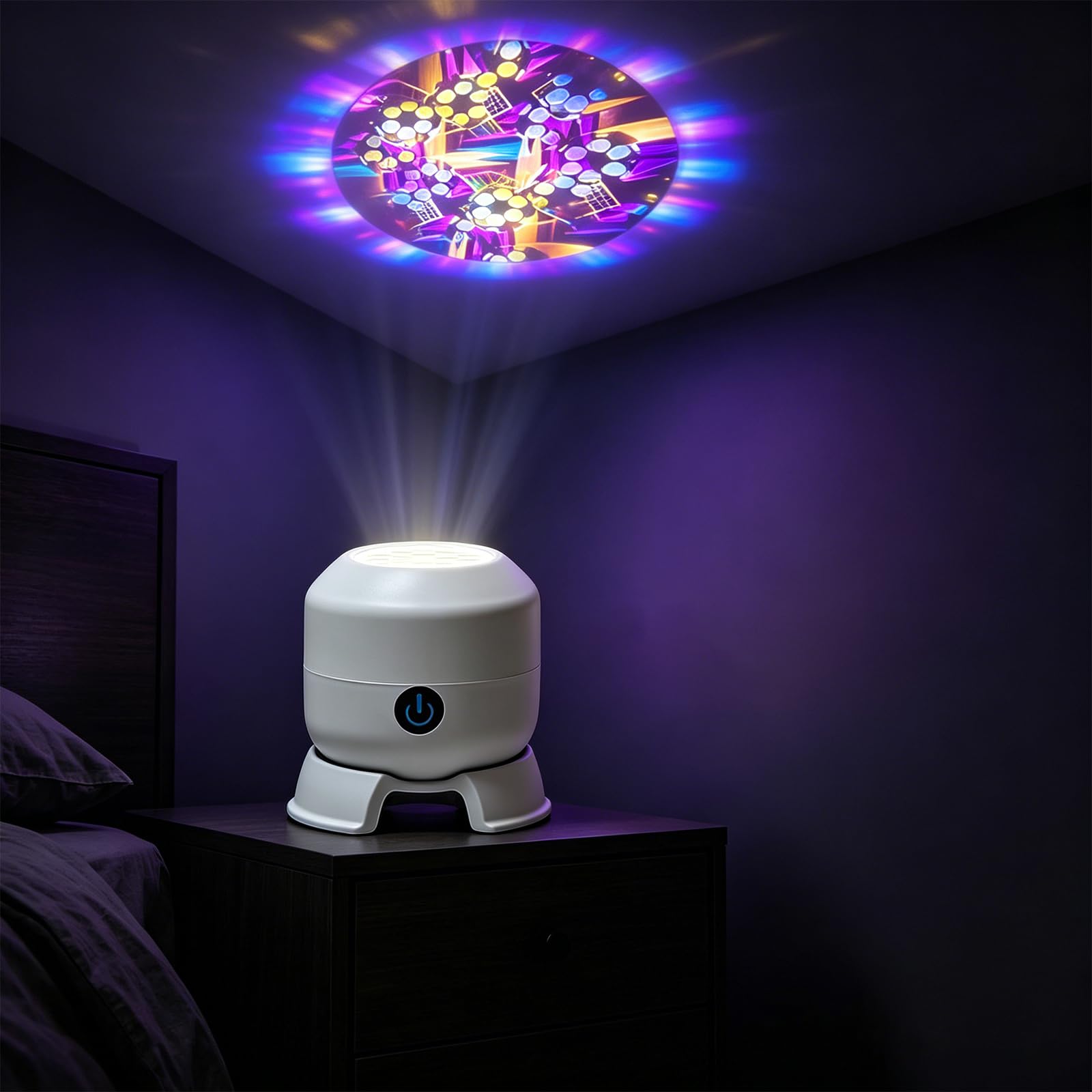 Dynamic Rotating LED Ocean Projector Light, 360° Snow Man Night Light
