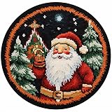 Kits de ganchos redondos de Navidad para alfombra, cojín de ganchillo, kits de fabricación de cojines con patrón preimpreso, lona, instrucciones, hilos, funda de almohada, fácil inicio, kits de