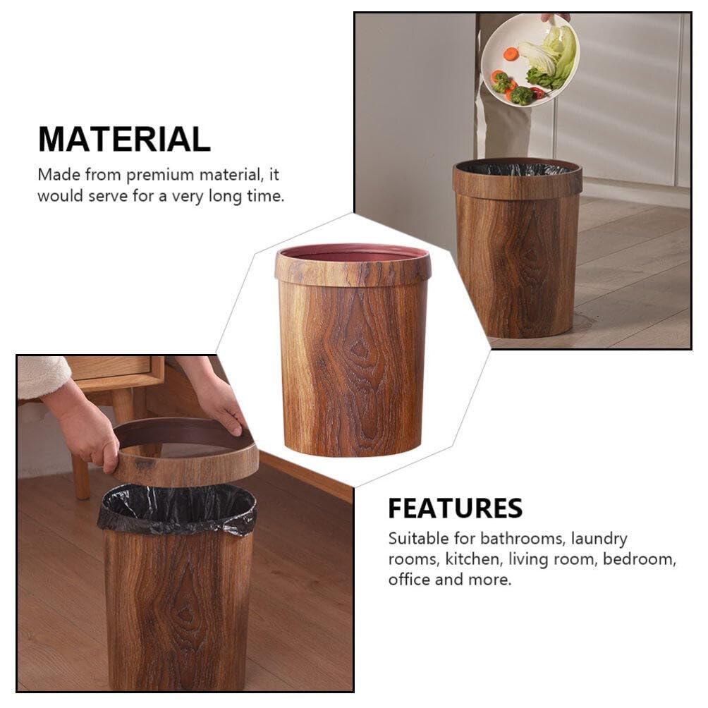 Alipis Holz-Mülleimer Simulationsholz Kleiner Mülleimer Papierkorb Recycling-Behälter Für Schlafzimmer Badezimmer Küche Büro 10 L