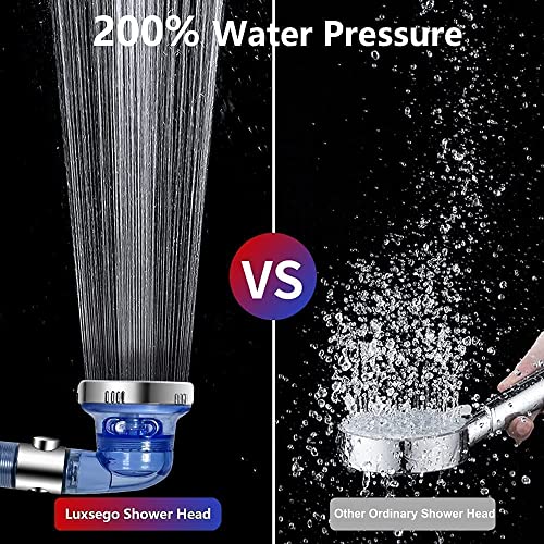Luxsego Filtered Showerhead With Stop Button And Replaceable Beads Bundle, Includes Shower Hose And Holder, 4 Settings Water Saving Showerhead High Pressure, Rejuvenate Dry Skin & Hair #TOP2