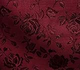 Satin Floral Jacquard Fabric 58' Wide Sold by The Yard (Burgundy)