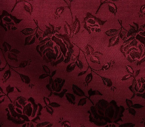 Satin Floral Jacquard Fabric 58' Wide Sold by The Yard (Burgundy)