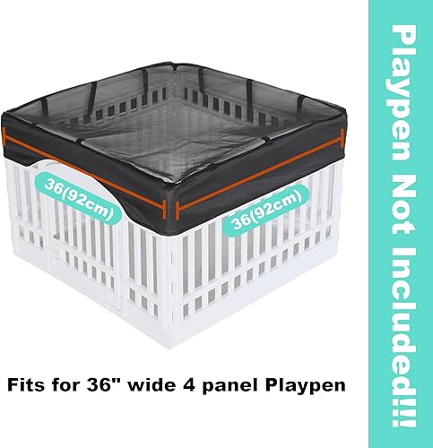Miniatura 2 de Cubierta superior de malla para corralito para perros, corralito no incluido! Se adapta a corralito de mascotas de 36 pulgadas con 4 paneles, fundas
