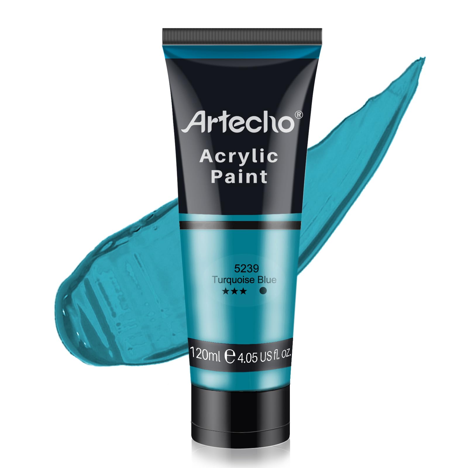 Artecho Turquoise Blue Acrylic Paint (120ml / 4.05oz) Tubes, Art Craft Paints for Canvas Painting, Rock, Stone, Wood, Art Supplies