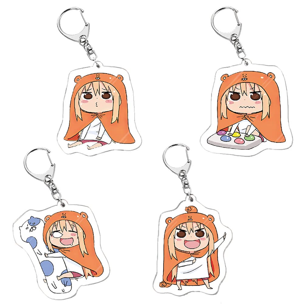 4 Pcs Anime Figure Keychain Cartoons Keychain Pendant Acrylic Key Ring Girl Keychain Lovely Keychain Double-Sided Clear Color Printed Pendant Figures Japanese Anime Decoration Jewellery Gift