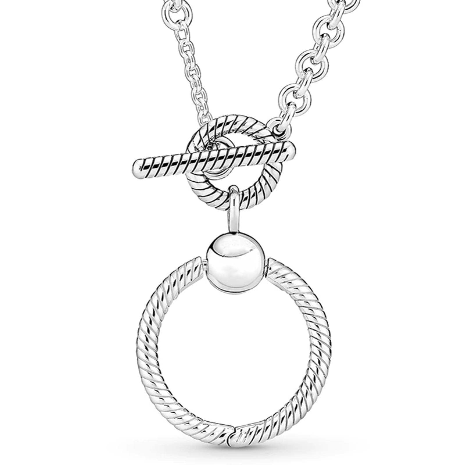 Damen Maßgeschneiderte zierliche Anhänger Kette Halskette Schmuck Halskette Funkelnde Doppel Herz Krone O Anhänger T-Bar Halskette-1