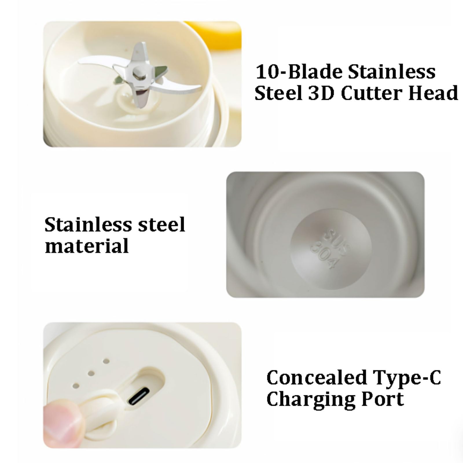 Inalámbrico Licuadora portátil de plástico con tapa for beber directamente, exprimidor portátil recargable for batidos y batidos, 400ml/14oz alta eficiencia