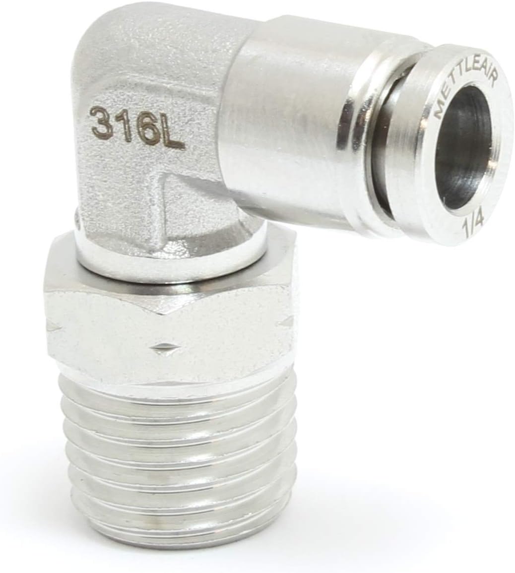 MettleAir 316L Stainless Steel 1/4" OD x 1032 UNF Elbow