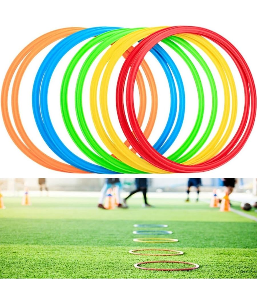 Trade Shop - Set 12 Pz Cerchi Piatti Colorati per Fitness Esercizi di Coordinazione da 40cm