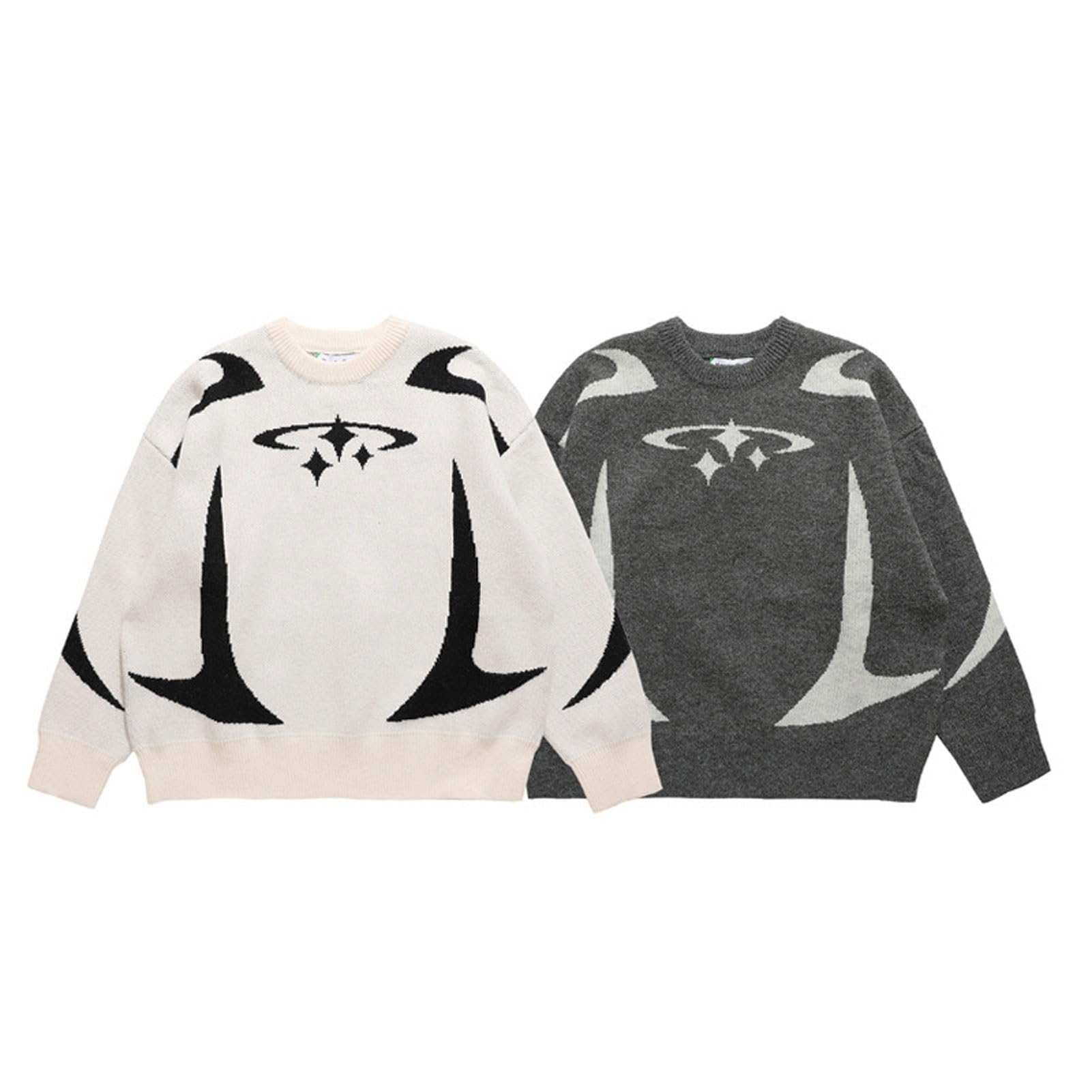 Damen Harajuku Lose Sweatshirt Pulli Vintage Graphic Star Print Übergroßes Pullover Sweater Y2K Grunge Punk Casual Top Streetwear