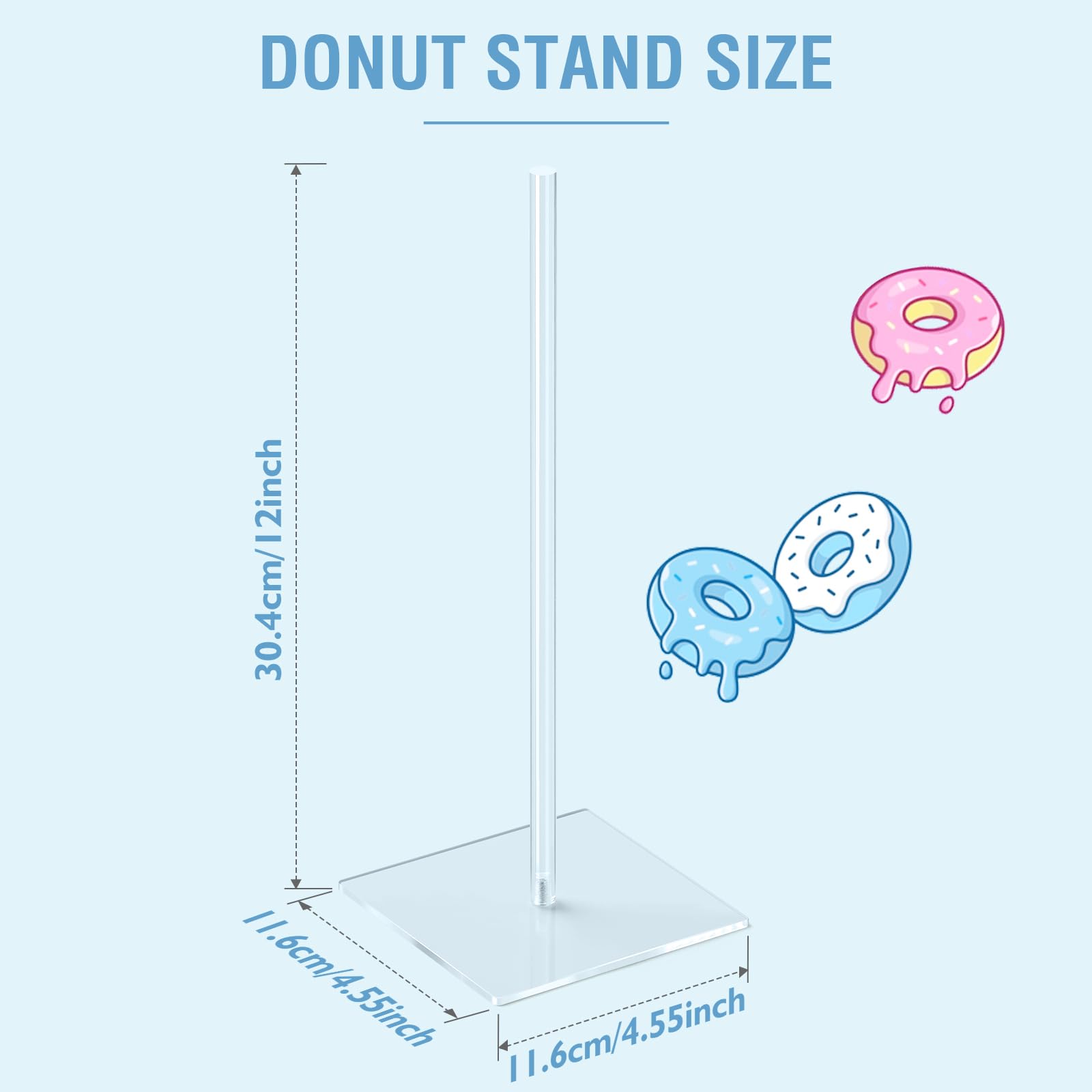 Aredpoook Donut Stand Bagel Stand 2 Pack, Acrylic Doughnut Holder, Clear Donut Display Stand, Bagel Tower Stand, Wall Display Stand Holder for Birthday, Wedding, Baby Shower, Christmas, Party