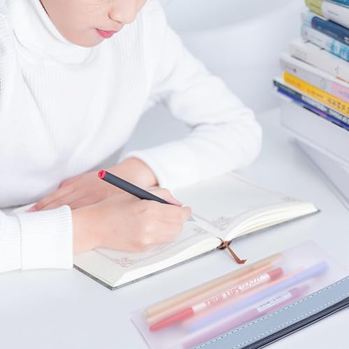 Miniatura 6 de Ouligay Estuche transparente para lápices, 2 unidades, con cremallera, estuche transparente para lápices, organizador multifuncional para