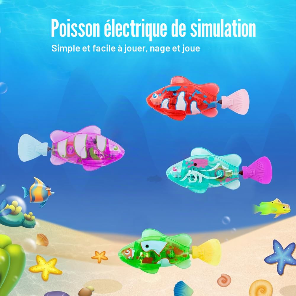 4 pièces de jouets Robo Fish pour chats, poisson électronique pour animaux de compagnie, Robo Fish, poissons électriques avec lumières, fonctionnant sur piles, jouet interactif flottant pour