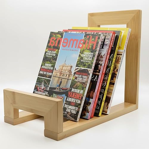 Miniatura 8 de Soporte para discos de vinilo de bambú y estante para libros, soporte para leer 2 en 1 y estante de almacenamiento LP | Organizador multiusos para