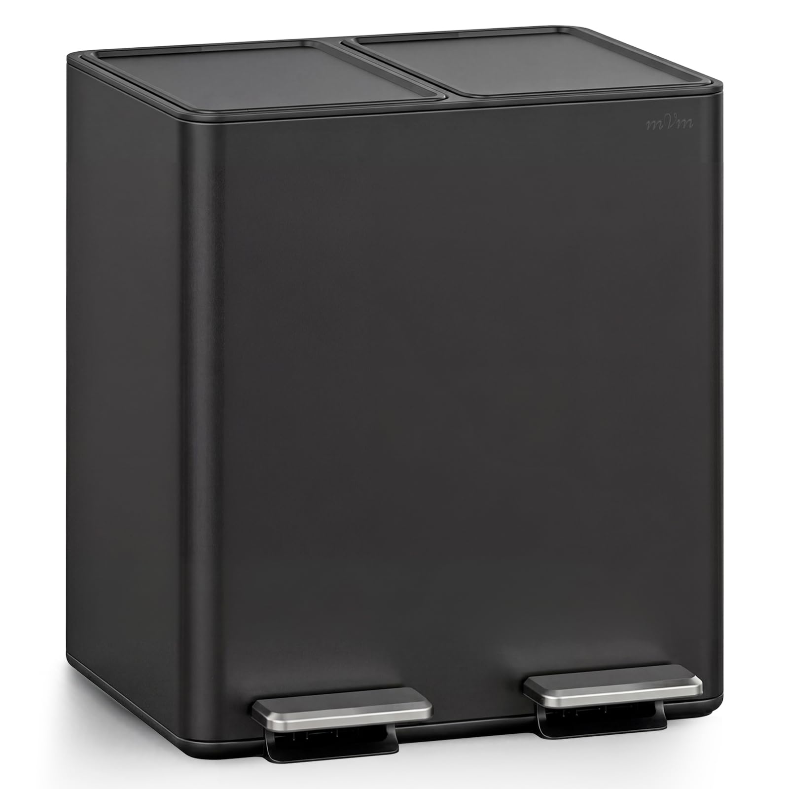 mVm Kitchen Bin,30L Dual Rubbish Bin,2 x 15L Stainless Steel Pedal Bin,Double Recycling Bin with Soft-Close Lids and Plastic Inner Buckets,Fingerprint Proof,Odour Seal,Large Capacity Trash Can