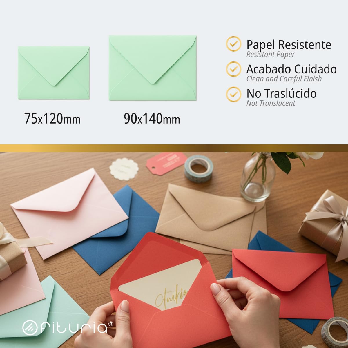 Sobres Papel Pequeños de Colores 75x120mm Azul 30uds