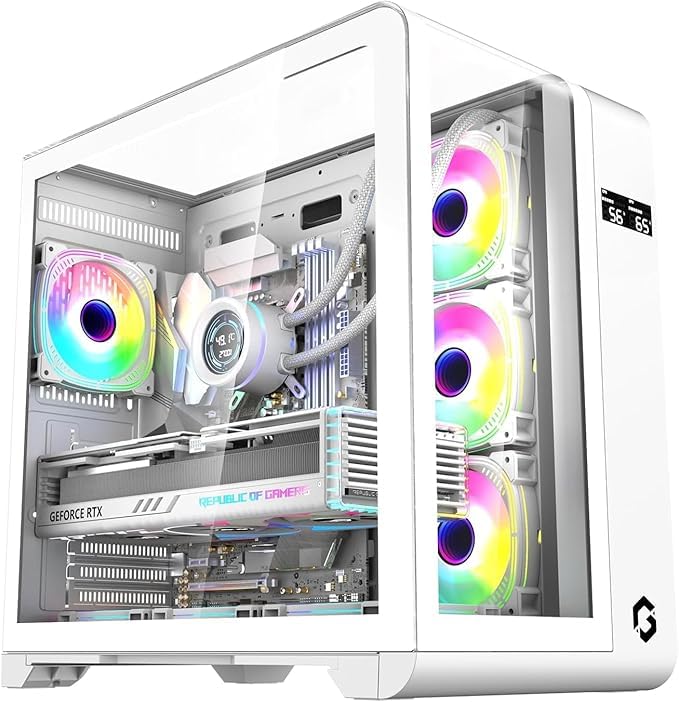 GAMEON GO-INFINITY-A Gaming PC Case ATX Mid Tower | 4 ARGB PWM Fans, Tempered Glass, 360mm Radiator, High Airflow, Wide Compatibility | White