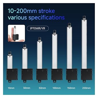 Linear Actuator, Mini Telescopic Linear Actuator Motor 6V/12V/24V DC Electric Lifter With 10-200mm Stroke Range Suitable For Robot Applications(IP70WR,50MM_30MM/S_12V)