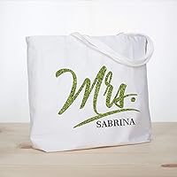 Vista 6 de ELEGANTPARK Bolso de hombro grande con monograma blanco personalizado para boda, despedida de soltera