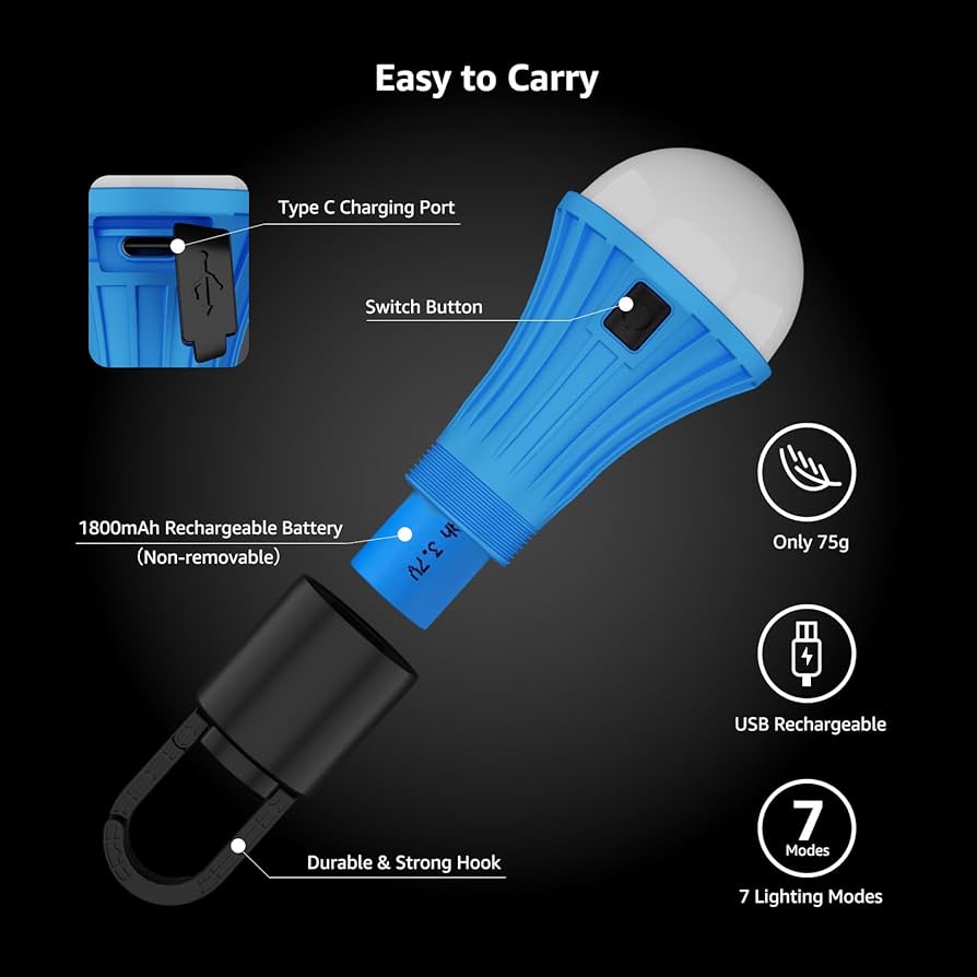 Winter Tent BrightWish Rechargeable Camping Lights, 4 Pack, Waterproof Lantern With 3 Lighting Modes, Battery Operated Tent Light For Camping & Emergency 1 Person Tent