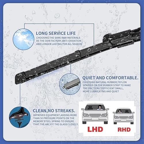 Miniatura 3 de Limpiaparabrisas compatible con Mercedes Benz Clase B W245 2005-2011 B Klasse Sport Parabrisas delantero y trasero B200 B180 B160 B170 2006 (color