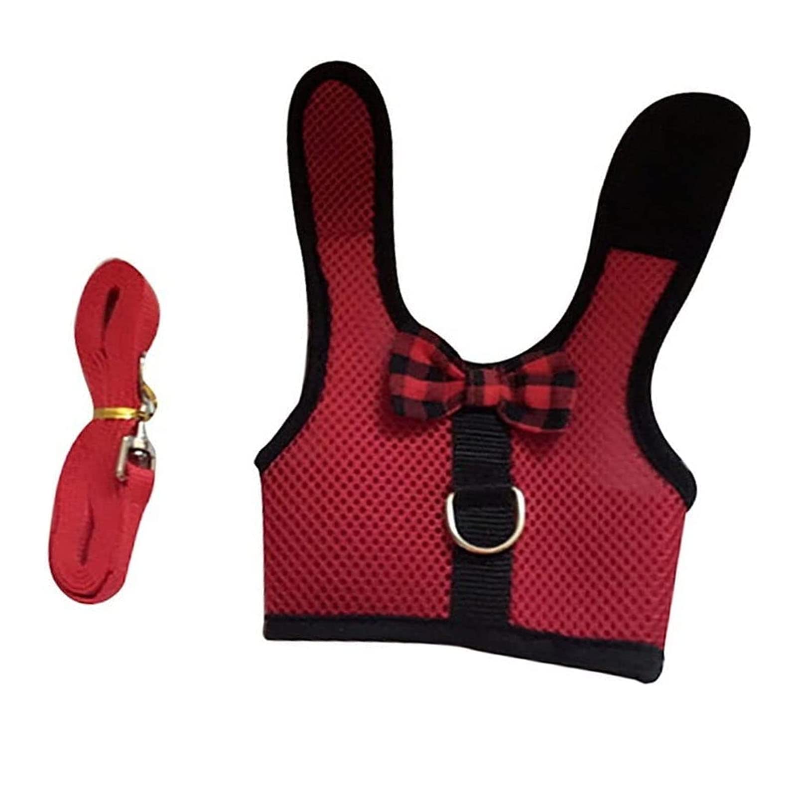 Rabbit Harness Vest Soft Rabbit Harness and Lead Set Small Animal Mesh Harness Leash with Rope for Small Animals Bunny Cats Outdoor Walking (M)