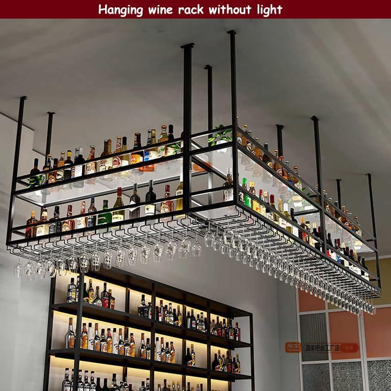 Miniatura 6 de Estante de techo para copas de vino con estante colgante de acrílico ligero con soporte para vidrio y estantes transparentes, soporte para botella