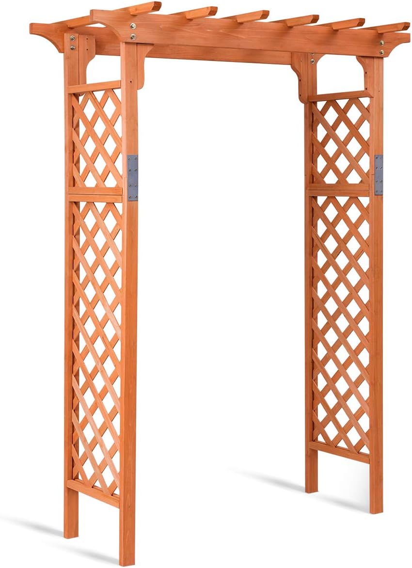 Giantex 88inch Wood Garden Arbor, Wedding Arch for Outdoor Patio Wedding Bridal Party Prom Decoration, Garden Trellis Pergola Arbor for Climbing Plant Rose Vines