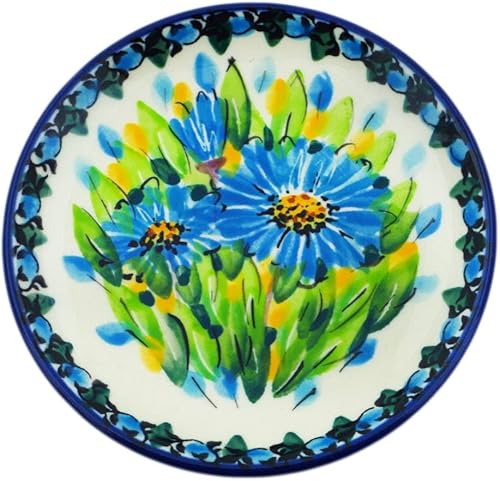 Miniatura 10 de Auténtico mini plato de cerámica polaca, plato de posavasos con diseño de enrejado aster, hecho a mano en Bolesławiec Polonia por Ceramika