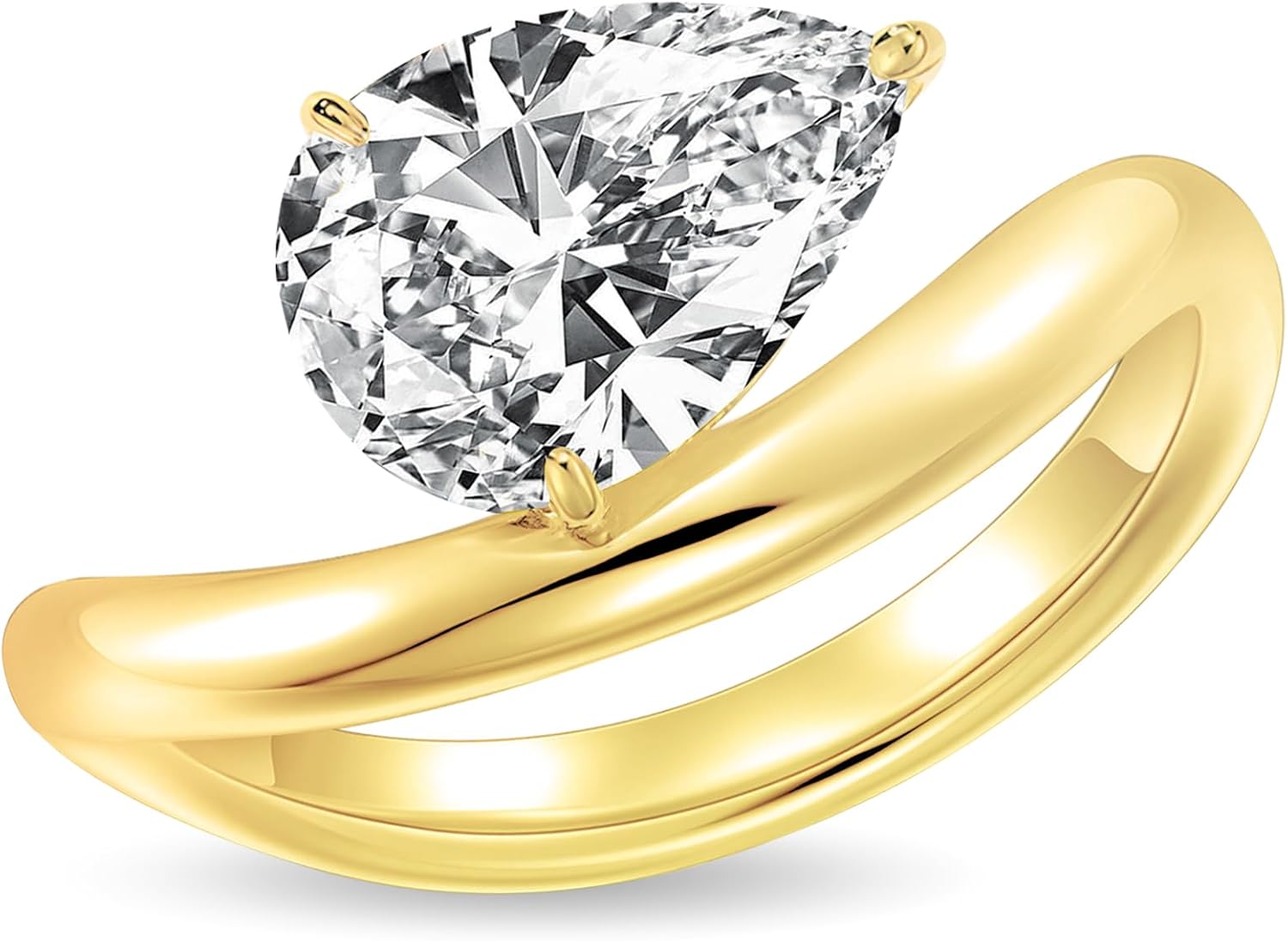 2CT 18K Gold Plated S925 Sterling Silver Pear Shaped Solitaire Engagement Ring For Women,Wedding Promise Ring for Her Wedding Band for Women