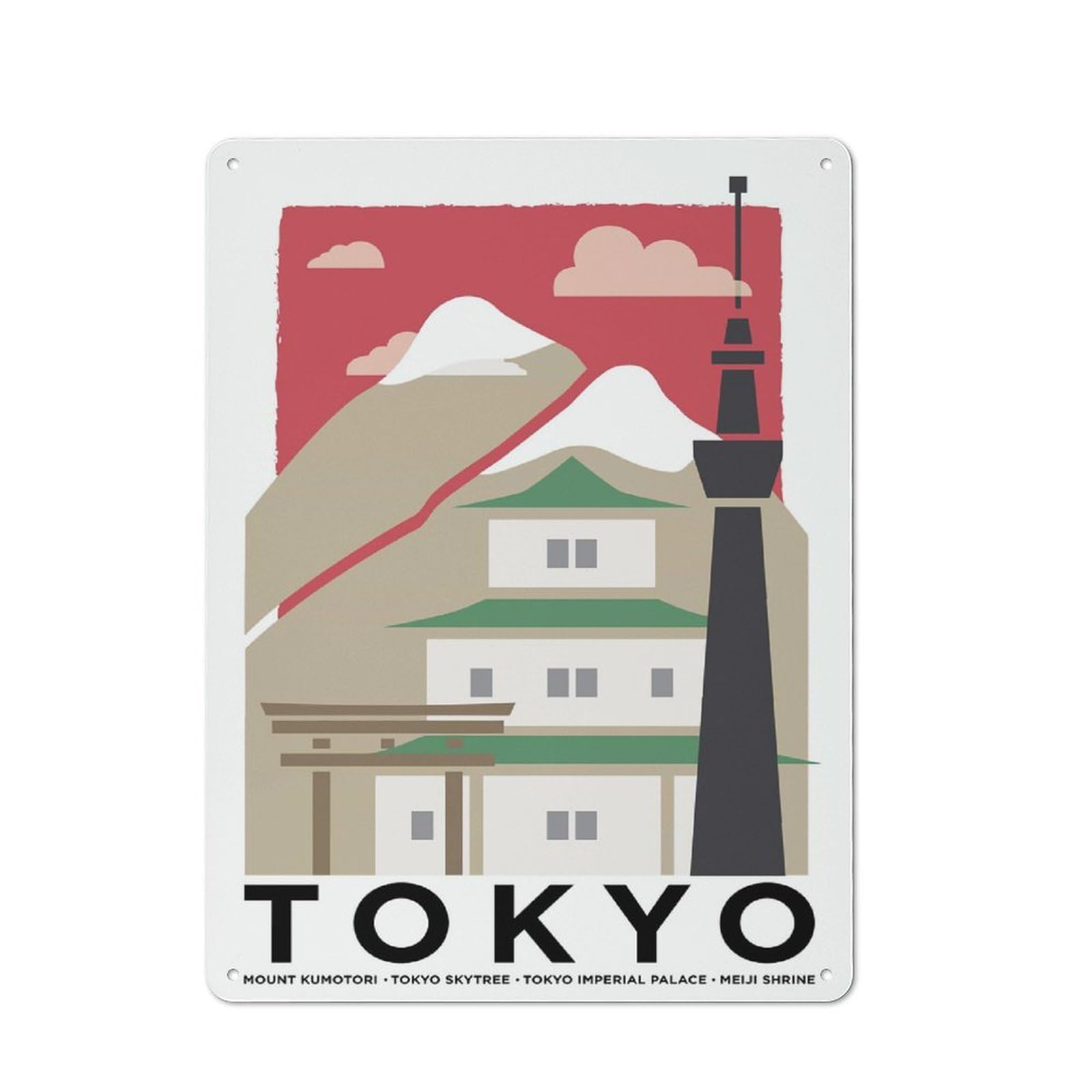 Junmoney Style-20 Tokyo Travel (2) Vintage Tin Sign 40X30cm For Café Or Restaurant, Suited To Café Owners And Decorators