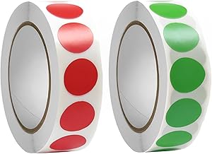 Round Stickers (2000 PCS), 13 mm 2 Tents 1000 Round Self-Adhesive Dots, Red + Green, Round Self-Adhesive Label, for Office, Warehouse