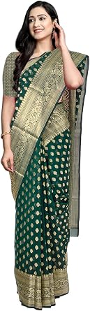 Chandrakala Banarasi Saree for Women with Unstitched Blouse Piece Indian Wear 1105