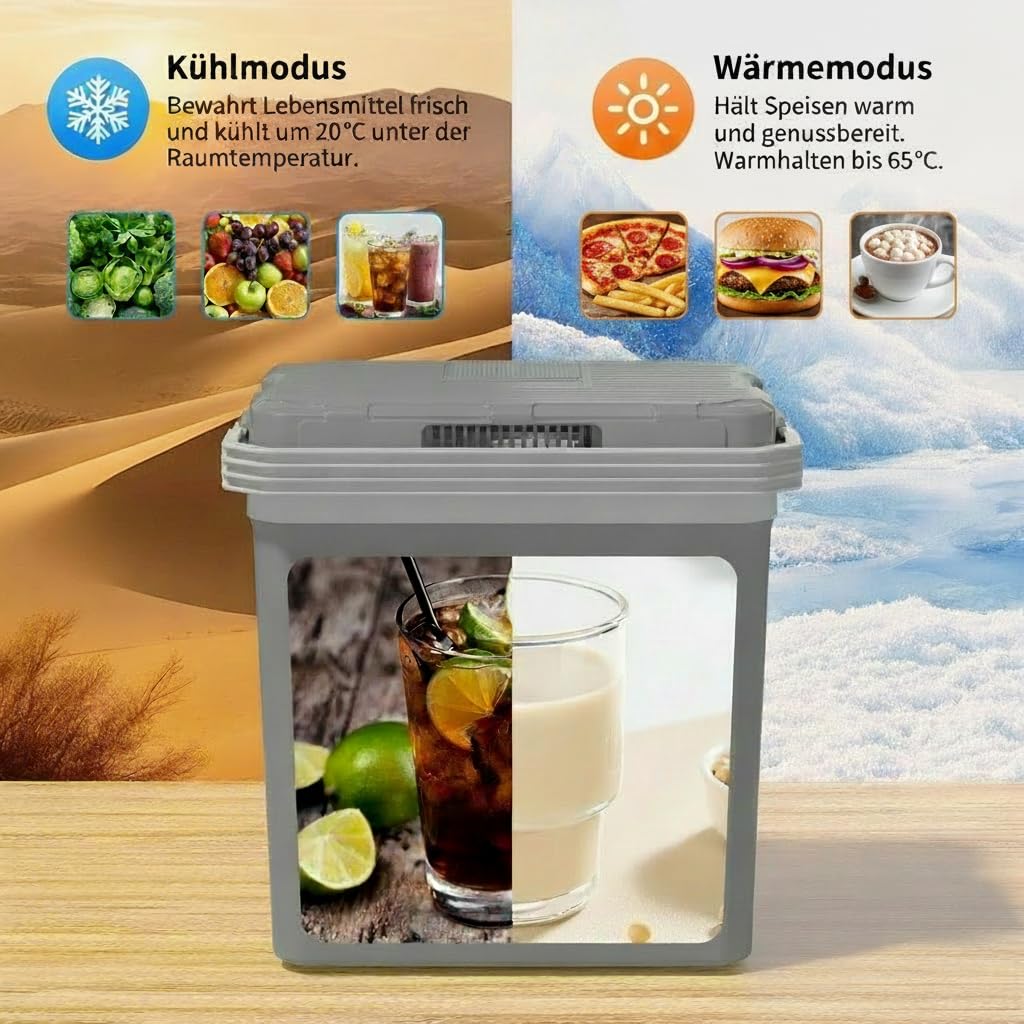 TOOHUB 32L Kühlbox, Elektrische Kühlbox 12V/230V Kühl & Warm, Mini Kühlschrank mit ECO-Modus, Camping Picknick Wohnmobil