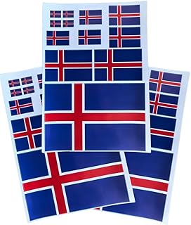Decal in Multiple Sizes Iceland Flag Sticker 3 Sheets Adhesive Tearproof Waterproof Synthetic Stickers (Blue Iceland)