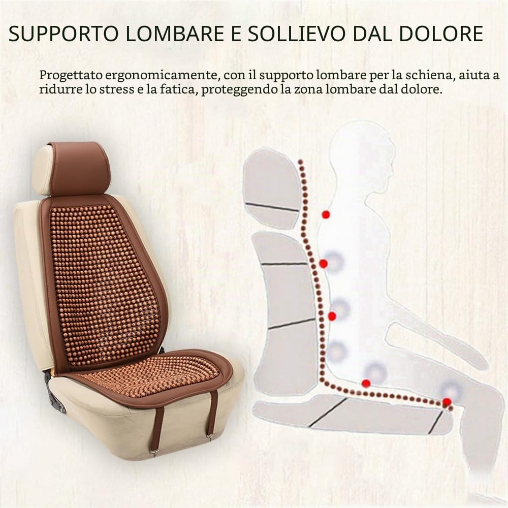 Blueshyhall Coprisedile per auto con massaggio, 1 pezzo Freddi e traspiranti coprisedili per auto, coprisedile per sedili anteriori, perle di legno, coprisedile universale con cuscino massaggiante per