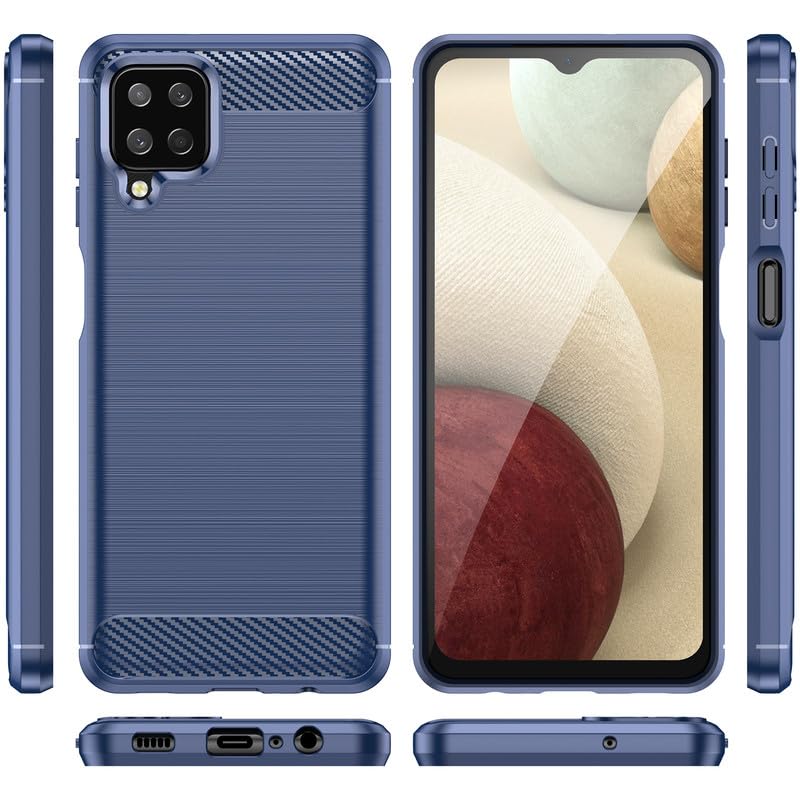 Image of Hybrid Carbon Fiber Back Case for Samsung Galaxy M12 / A12 / F12 (Blue)