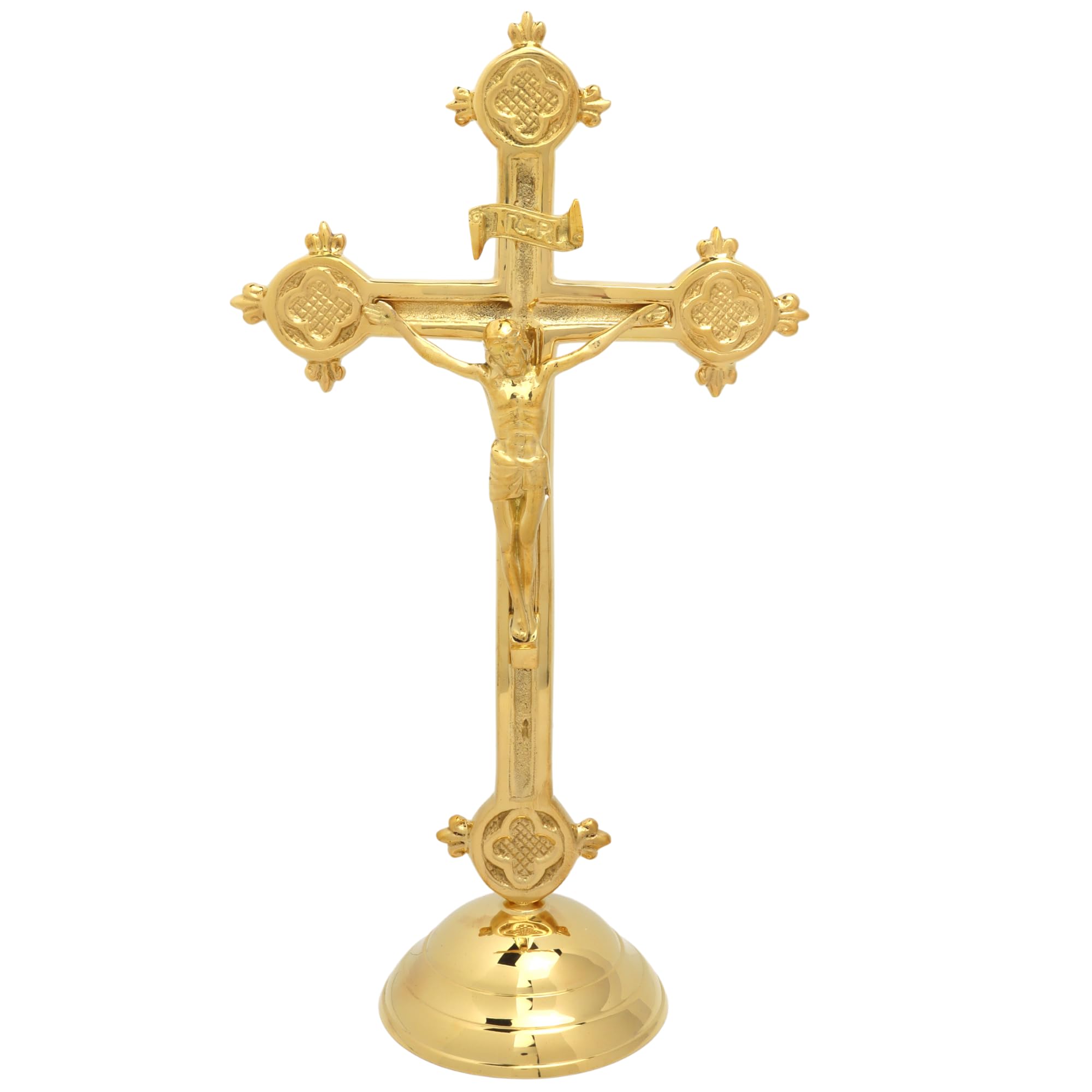 Needzo Crocifisso cattolico in ottone, croce religiosa per casa e chiesa, regalo per battesimo o cresima, 31 x 17 cm