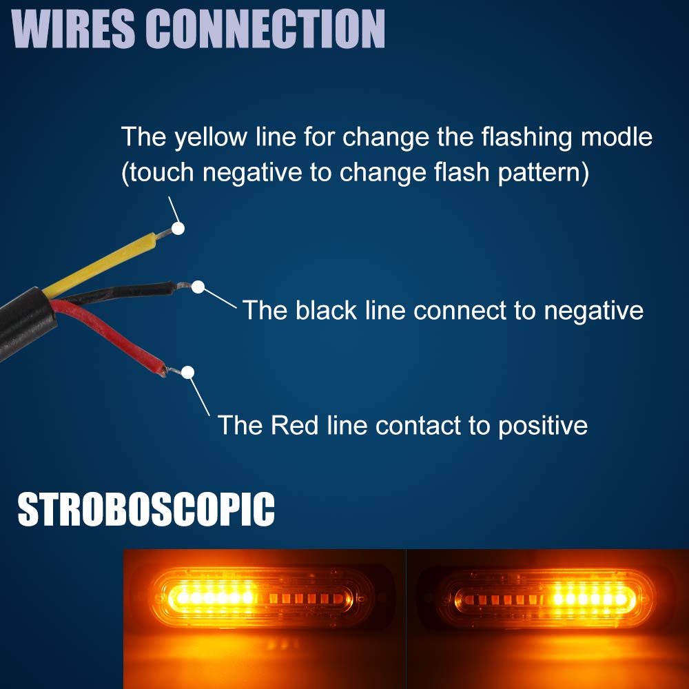 Biqing 8PCS 10 LED Luces Estroboscopicas,12V 24V Luz de Emergencia Luces de Advertencia Precaución Estroboscópico Parachoques Parrilla Cola Cola Luz de trabajo para Caravana Campista Moto Furgoneta